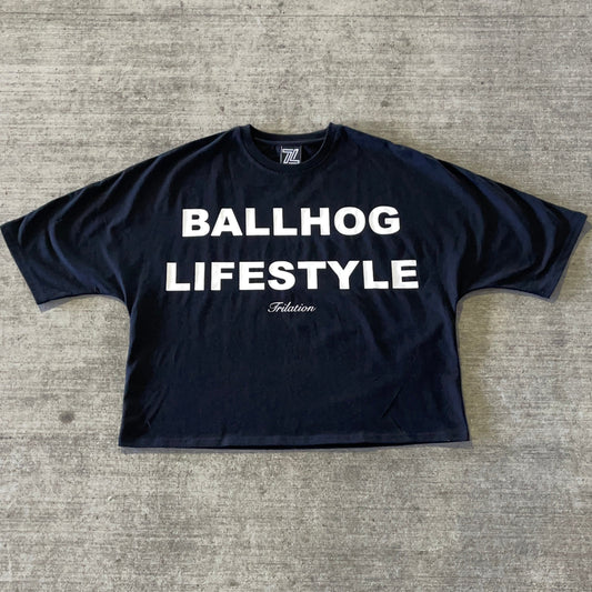 "BALLHOG LIFESTYLE" Black Boxy Tee