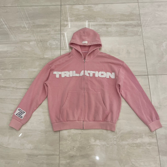 "Trilation" Pink Distressed Hoodie